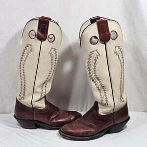 Vintage Olathe 6906 Tall 19" Buckaroo Leather Cowboy Boot Men 9.5 D Made In USA
